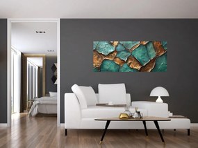 Obraz - Zeleno-zlatá maľba (120x50 cm)