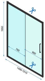 Rea Rapid Slide, posuvné sprchové dvere 1500 x 1950 mm, 6mm číre sklo, chrómový profil, REA-K5605