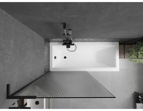 Mexen Next L, 1-krídlová vaňová zástena 90 x 150 cm, 6mm sklo s rebrovým vzorom, čierny profil, 895-090-000-03-09-70