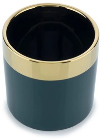 KERAMICKÝ KVETINÁČ CINDY 11X11 CM ZMAVOZELENÁ/ZLATÁ