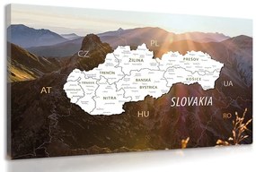Obraz mapa Slovenska s pozadím hôr - 60x40