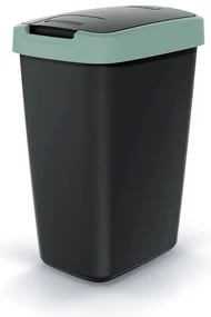 Odpadkový kôš s farebným vekom, 12 l, zelená / čierna