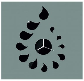 Nalepovacie zrkadlové nástenné hodiny kvapka silver l SENTOP IA-019-S