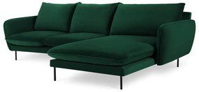Tmavozelená zamatová rohová pohovka (pravý roh) Vienna – Cosmopolitan Design