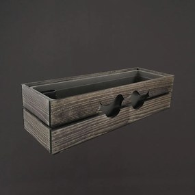 AMADEA Drevený obal s hrantíkom tmavý s vtáčikmi, 62x21,5x17cm, český výrobok