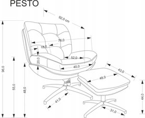 Kreslo s podnožkou Pesto béžové