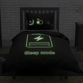 Bavlnené posteľné obliečky Sleep Mode so svetielkujúcim efektom - 100% bavlna - 70 x 90 cm + 140 x 200 cm