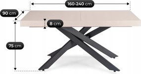 Vintino Stôl AGORDO 160–240 cm kašmír/čierny