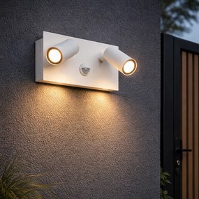 Vonkajšia nástenná lampa biela vrátane LED 2-svetlo senzor pohybu - Simon