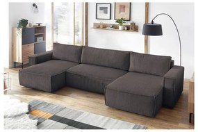 Taupe menčestrová rozkladacia rohová pohovka (do tvaru "U") Nihad – Bobochic Paris