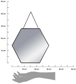 Závesné zrkadlo Hexagon, čierne, sada 3ks