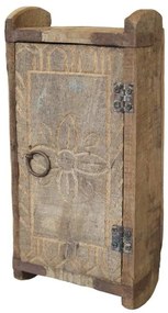Retro nástenná drevená skrinka s dvierkami Grimaud Brick - 15*9*32 cm