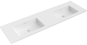 Mexen Otis, dvojité umývadlo zapustené do dosky 161 × 46,5 cm, biela matná, 25181601D