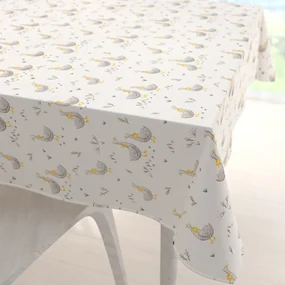 Biante Detský bavlnený štvorcový obrus Sandra SA-585 Sivé husičky na bielom 130x130 cm