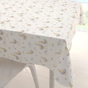 Biante Detský bavlnený štvorcový obrus Sandra SA-585 Sivé husičky na bielom 140x140 cm