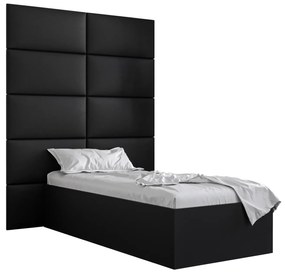 Jednolôžková posteľ s čalúneným čelom 90 cm Brittany 1 (čierna matná + čierna) (s roštom). Vlastná spoľahlivá doprava až k Vám domov. 1045871