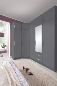 Šatník Smart 200 cm Antracit, Antracit/zrkadlo