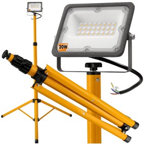 BERGE LED reflektor 20W + 140cm statív - neutrálna biela