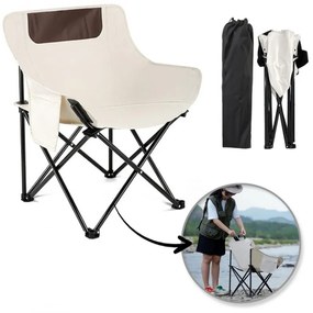 Skladacia turistická stolička s praktickým puzdrom krémová