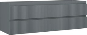 Mexen Rivel, kúpeľňová skrinka pod umývadlo 140 cm, 2 zásuvky, drážkovaná, grafitová matná, 91A20-14047-2-BFF66