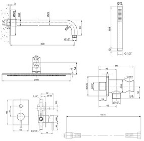 Sapho Sapho, MINIMAL podomietkový sprchový set s pákovou batériou, 2 výstupy, nerez, MI042-01