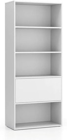 PLAN Vysoký kancelársky policový regál LAYERS, 1 box, 800 x 400 x 1905, biela
