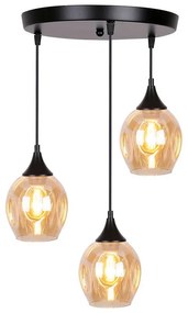 Čierne závesné svietidlo so skleneným tienidlom Aspa - Candellux Lighting