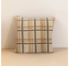 Mikroplyšová obliečka na vankúšik PLAID 45x45 cm, krémová