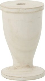Biely antik drevený veľký svietnik na úzku sviečku XL – Ø 12*20 cm