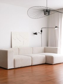 Zamatová rohová pohovka Yolo 305 x 154 cm, pravá, biela
