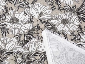 Biante Dekoračný záves Leona LN-112 Biele kvety na režnom 130x150 cm