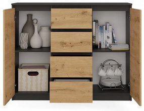 Komoda Musecalo 8 (antracit + dub artisan). Akcia -18%. Vlastná spoľahlivá doprava až k Vám domov. 1132846