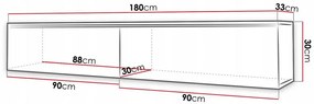 Televízna skrinka s LED osvetlením 180 cm WILLA D - biela