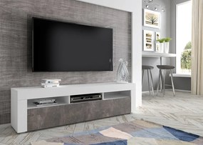 TV stolík/skrinka Moderno (biela + betón). Akcia -20%. Vlastná spoľahlivá doprava až k Vám domov. 1124838