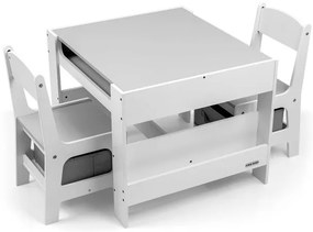 Detský stôl SVEN biely / čierny s dvomi stoličkami