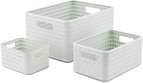 Plastový košík COUNTRY, rovný, biely (18 l – 37 x 28 x 19)