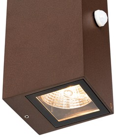 Nástenné svietidlo hrdzavohnedé 2 svietidlo GU10 AR70 IP44 s pohybovým senzorom - Baleno