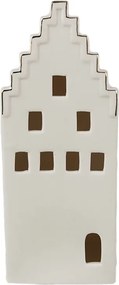 Béžová dekorácia porcelánový domček s Led svetielkami Christmas House L - 8*8*20 cm