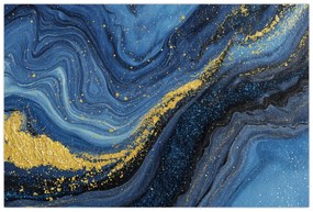 Obraz - Modro-zlatá abstrakcia (90x60 cm)