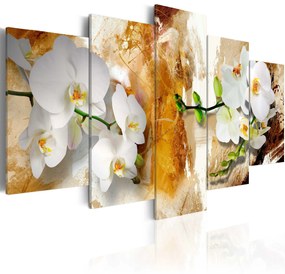 Artgeist Obraz - Brown Paint and Orchid Veľkosť: 200x100, Verzia: Na talianskom plátne