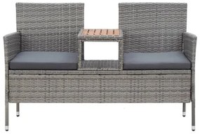 vidaXL 2-miestna záhradná lavica s čajovým stolíkom 143 cm polyratan sivá-