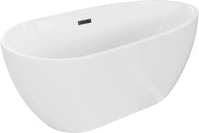Mexen Eos, voľne stojaca vaňa 150 x 75 cm, biela, čierny matný prepad, 52471507500-70