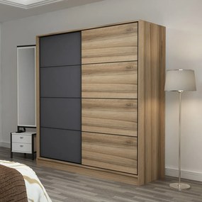 Šatníková skriňa Linea s dostatkom úložného priestoru 190 x 180 x 52 cm, dore a antracitová