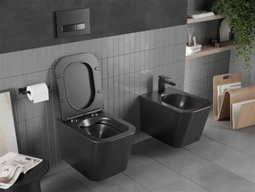 Závesný WC set MEXEN TEO 34,5 cm s doskou SLIM čierny mat