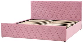 Zamatová posteľ s úložným priestorom 180 x 200 cm ružová ROCHEFORT Beliani