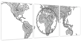 Obraz - Mapa v líniách (s hodinami) (90x30 cm)