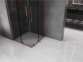 Mexen Velar L Duo, sprchový kút s posuvnými dverami 80 x 80 cm, 8mm šedé sklo, ružové zlato, 871-080-080-02-43-60