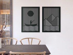 drevko Moderný obraz Rybolov pod horami Rozmer obrazu: 44 x 65 cm, Farba dekorácie: Čierna