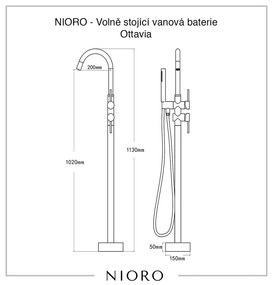 Cerano Ottavia, voľne stojaca vaňová batéria h-1020, čierna matná, CER-CER-428806