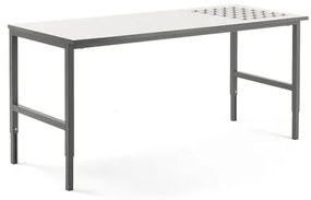 Dielenský stôl CARGO s valčekmi, 2000x750 mm, biela / šedá